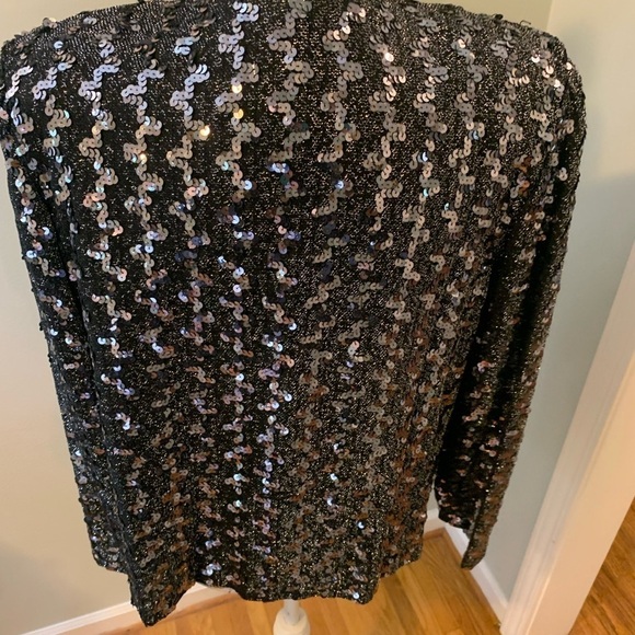 Black/Silver sequined bolero jacket, size L - Picture 3 of 5